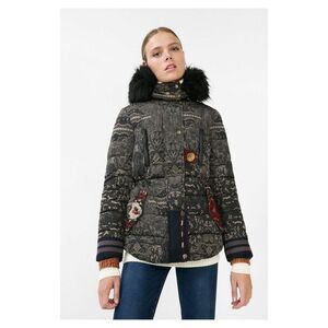 Desigual Badajoz lace print beaded embroidered puffer coat size 38 or US small